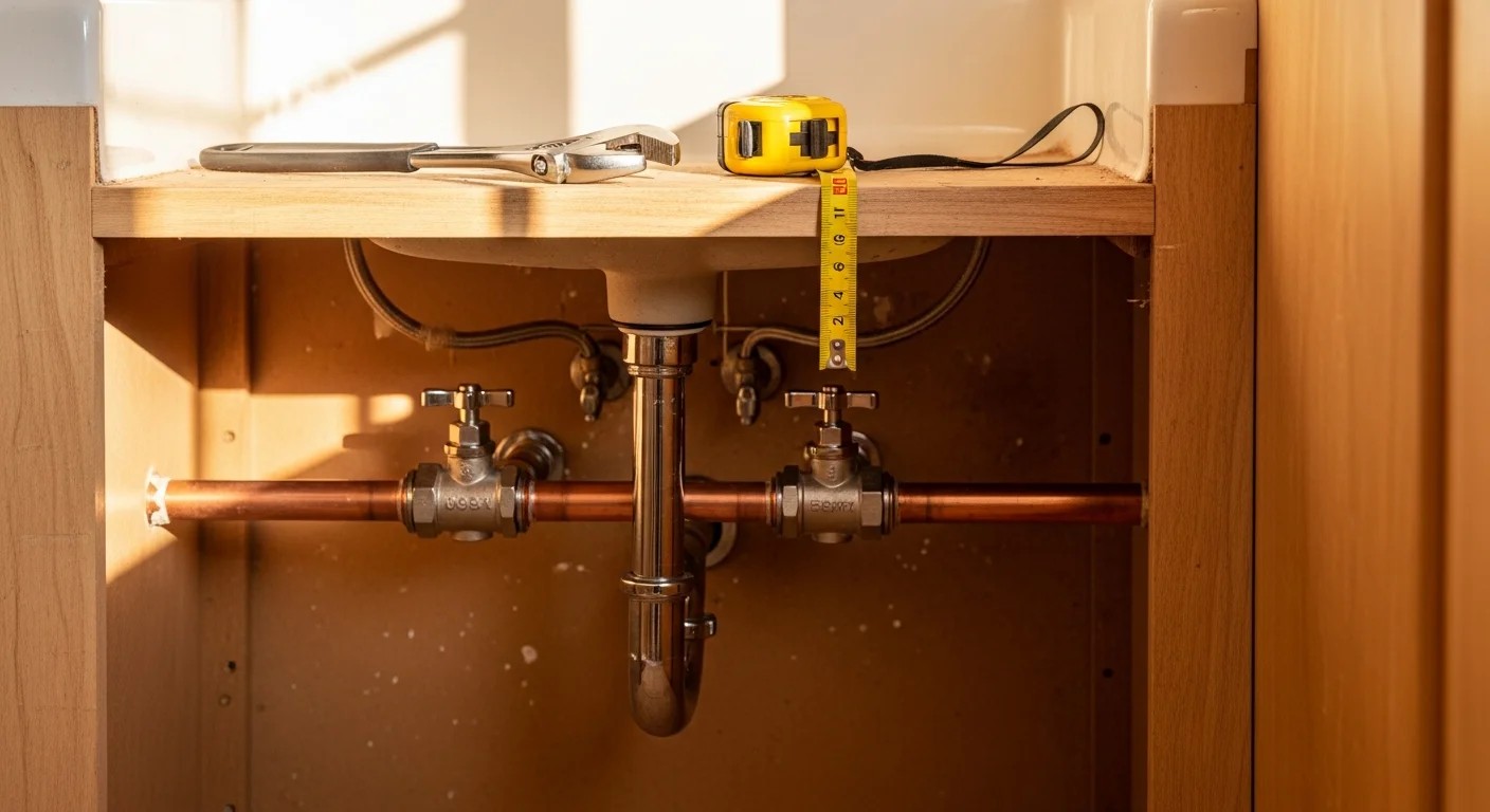 Professional plumber working on residential plumbing system